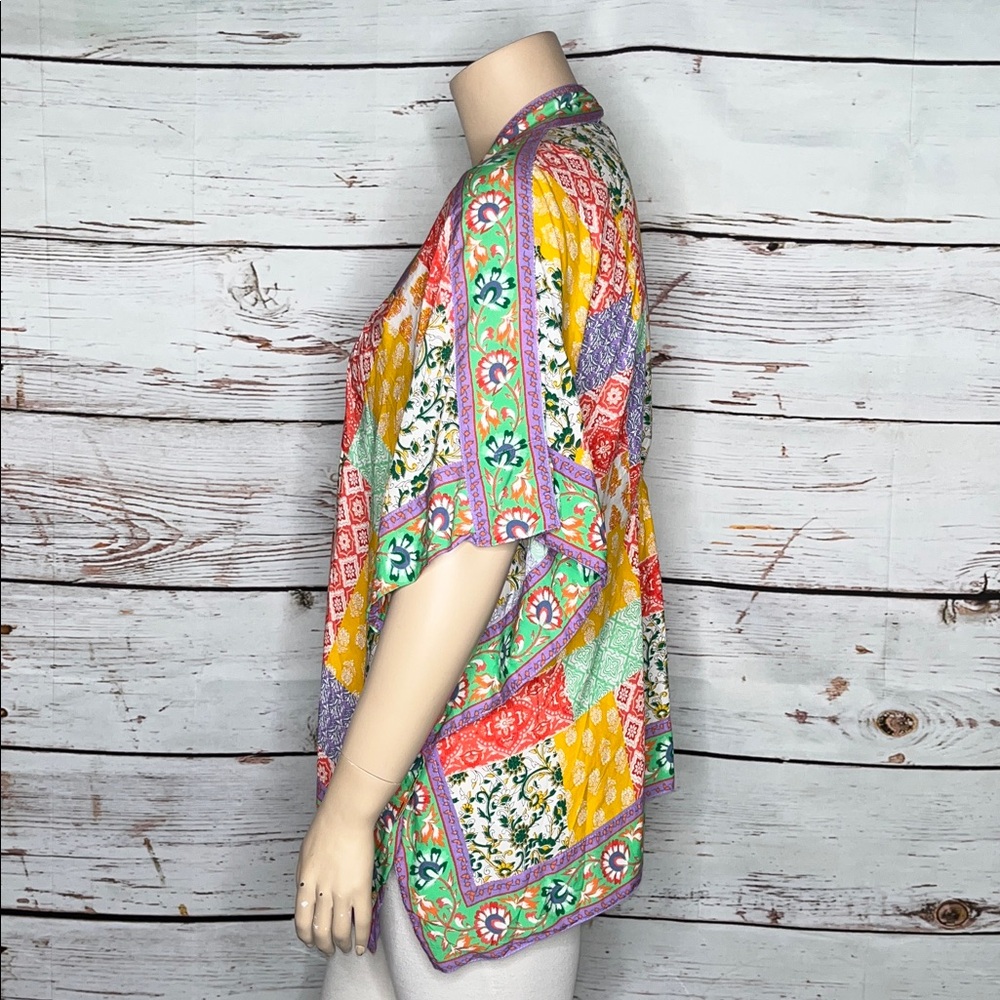 Tolani Collection Size 1XP Floral Patchwork Print Kimono Cardigan Jacket - Picture 3 of 5